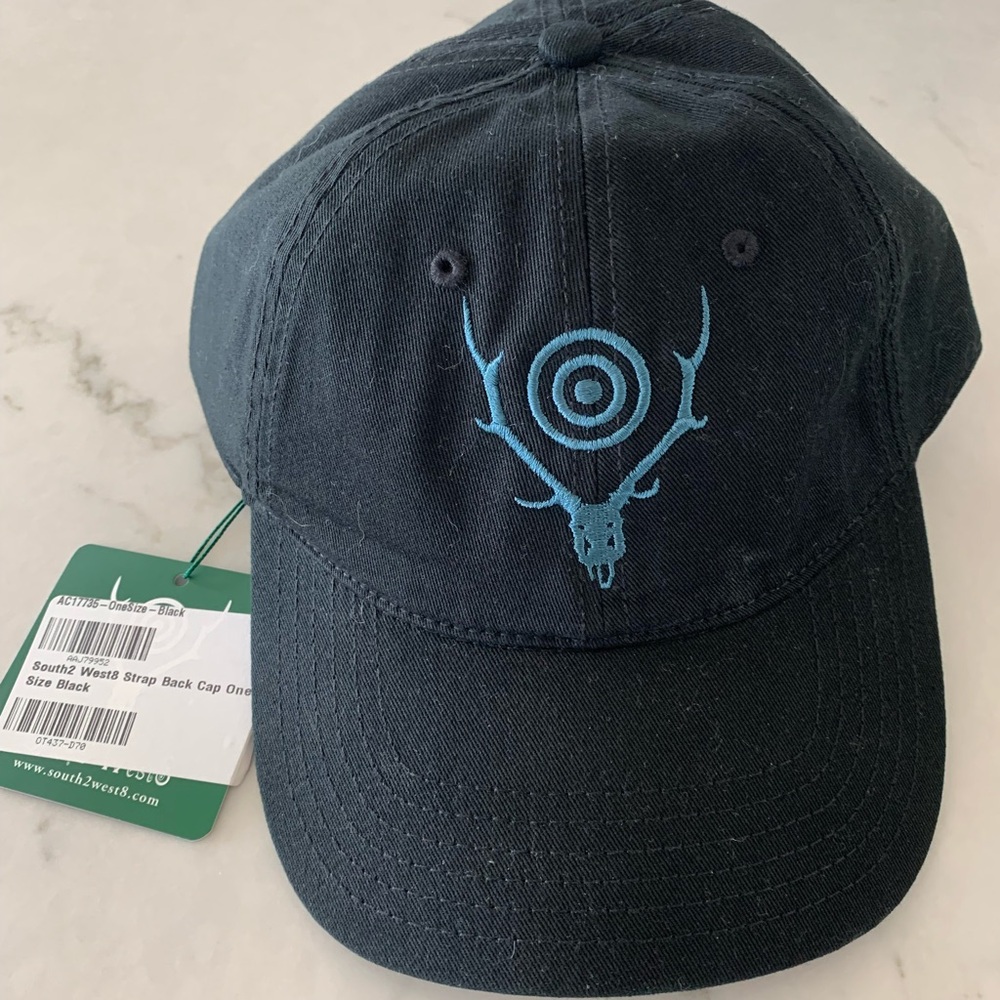 NWT Black South2 West8 Strap Back Dad Cap in Black (Unisex)
